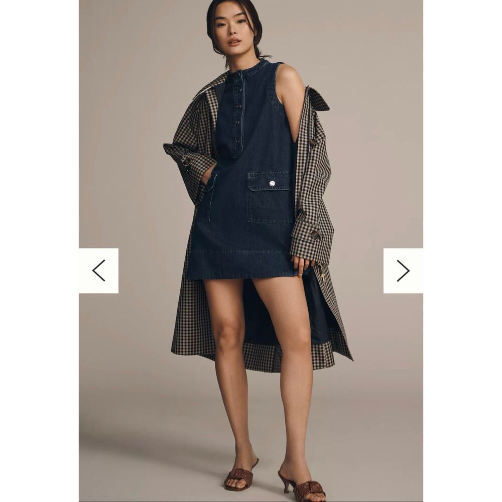 ALIGNE Luella Denim Mini Dress Anthropologie Oversized Utility US 12